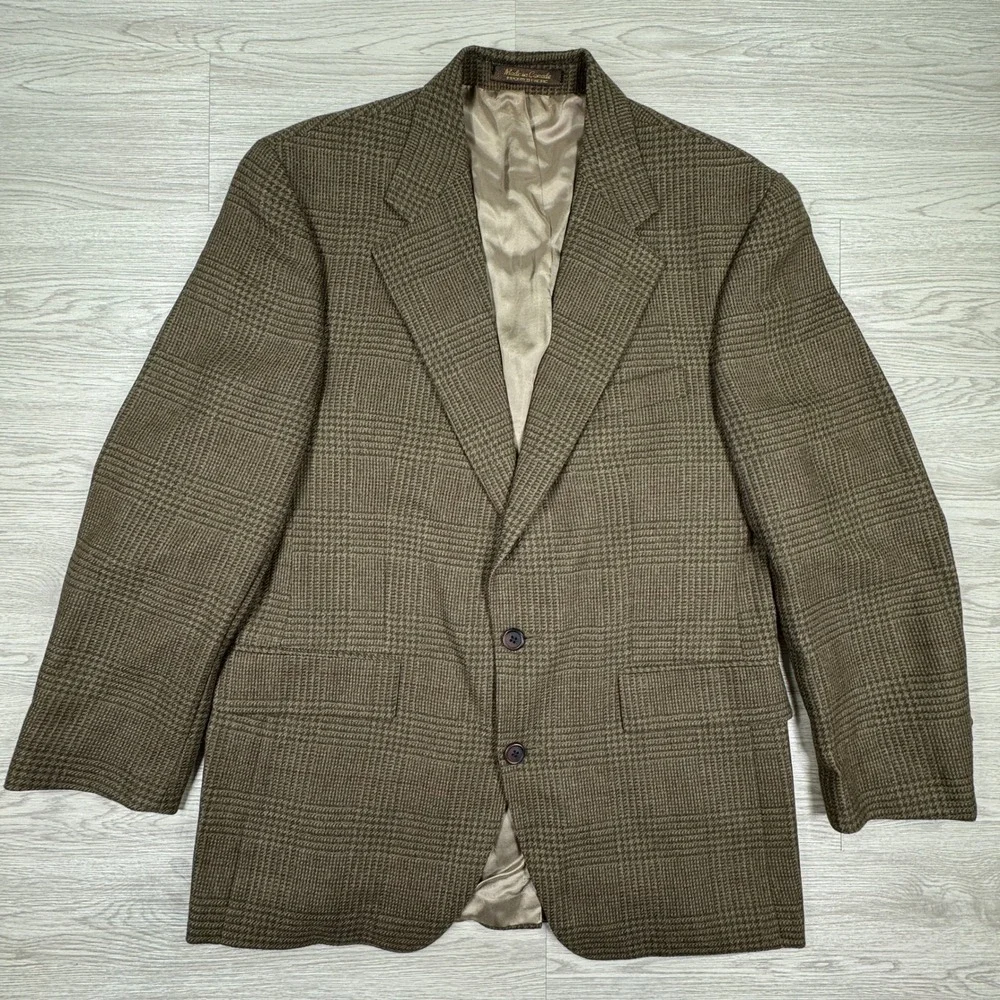 Chaps Ralph Lauren Men's Sport Coat Glen Plaid Wool Alpaca Brown 40R M(?) Blazer